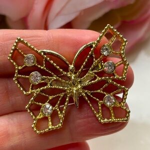 Vintage Gold Butterfly Stone Accent Brooch (Gerrys)